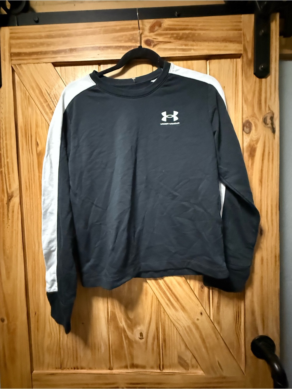 Under Armour Black Crewneck Sweatshirt with White Shoulder Stripes